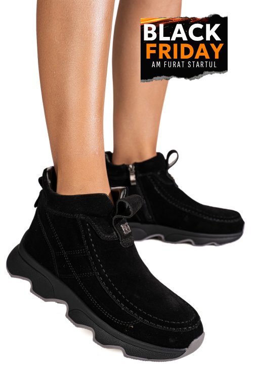 Ghete negre piele naturala intoarsa js77y7911