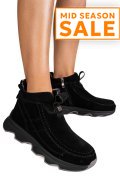 GHETE NEGRE PIELE NATURALA INTOARSA JS77Y7911