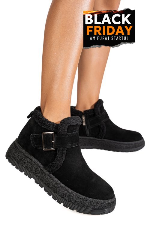 Ghete negre piele naturala intoarsa js77y7956