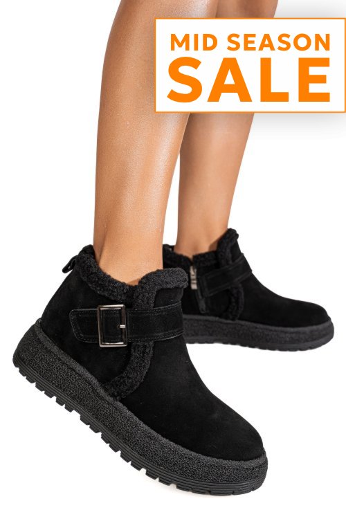 Ghete negre piele naturala intoarsa js77y7956