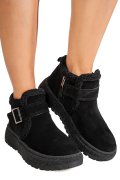 GHETE NEGRE PIELE NATURALA INTOARSA JS77Y7956
