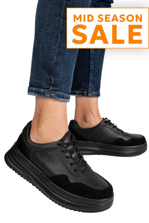 Pantofi sport negri piele naturala tpc2647