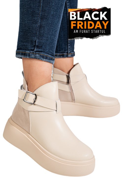 Ghete bej piele naturala ts777000