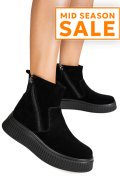 GHETE NEGRE PIELE NATURALA INTOARSA TS777007