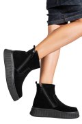 GHETE NEGRE PIELE NATURALA INTOARSA TS777007