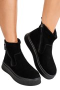 GHETE NEGRE PIELE NATURALA INTOARSA TS777007