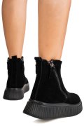 GHETE NEGRE PIELE NATURALA INTOARSA TS777007