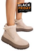 GHETE BEJ PIELE NATURALA INTOARSA JS77Y7955