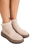 GHETE BEJ PIELE NATURALA INTOARSA JS77Y7955