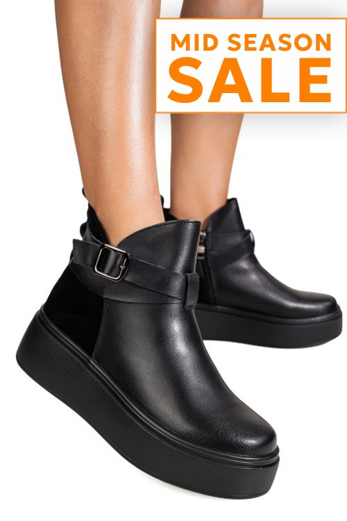 Ghete negre piele naturala ts777000