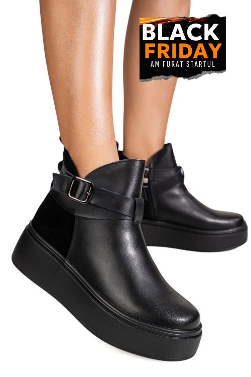 Ghete negre piele naturala ts777000