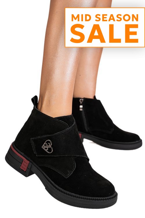 Ghete negre piele naturala intoarsa ts772693