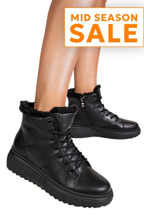 Ghete negre piele naturala f002409