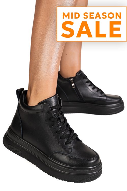 Ghete negre piele naturala ts777026