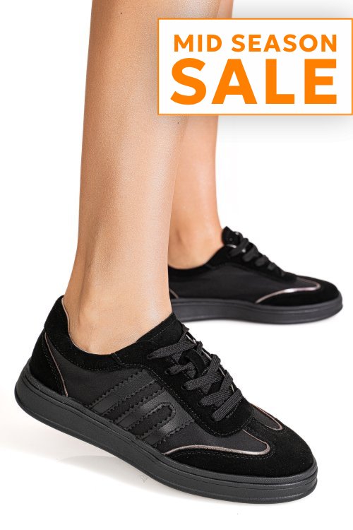 Pantofi sport negri piele naturala intoarsa fpc002559