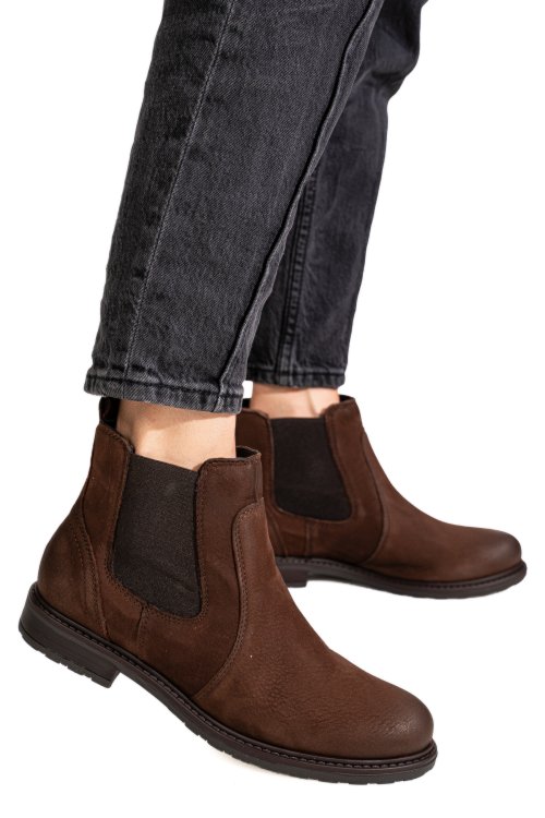 Ghete dama piele naturala nabuk maro 6s77486