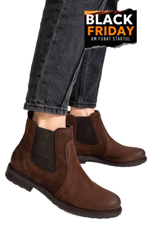 Ghete dama piele naturala nabuk maro 6s77486