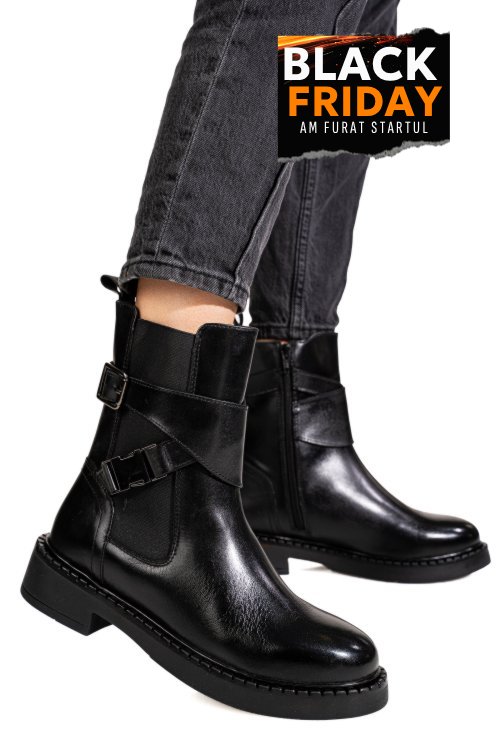 Ghete negre piele naturala ts77im507