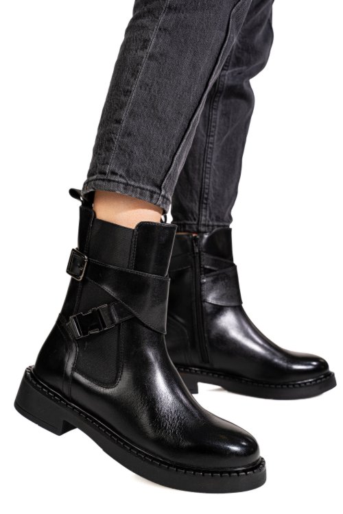 Ghete negre piele naturala ts77im507