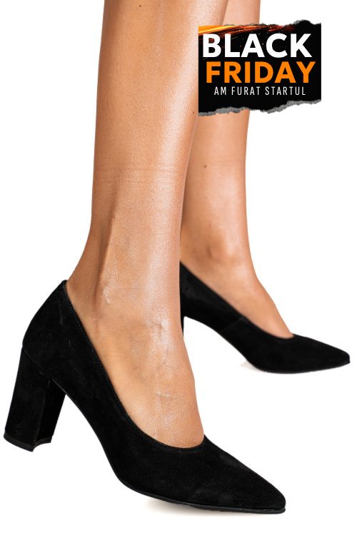 Pantofi negri piele naturala intoarsa 1s77700-a