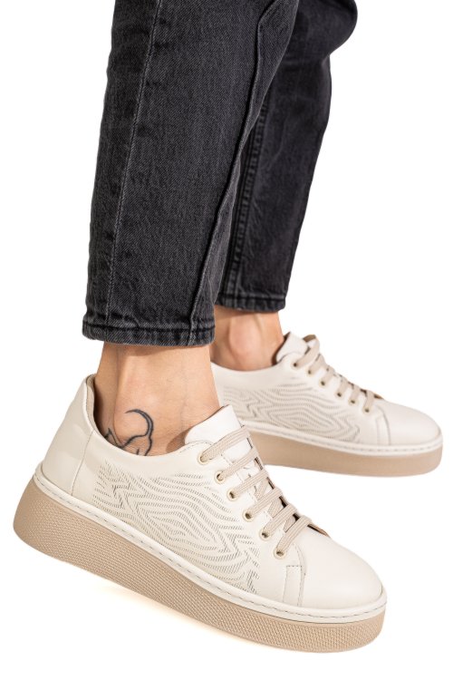 Pantofi sport bej piele naturala 9s77037
