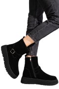 GHETE NEGRE PIELE NATURALA INTOARSA TS772603