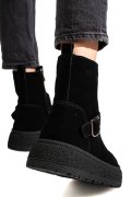GHETE NEGRE PIELE NATURALA INTOARSA TS772603