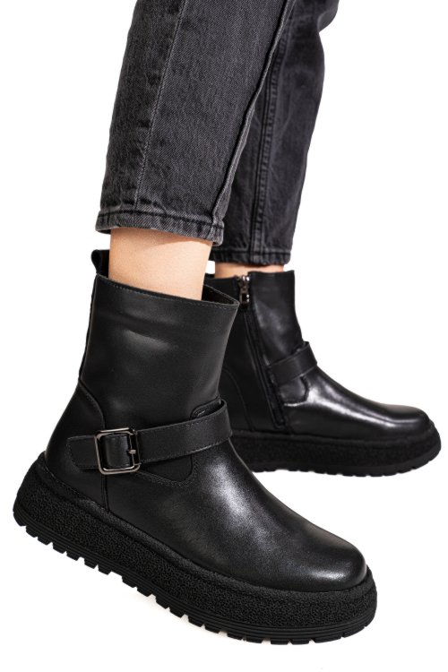Ghete negre piele naturala ts772603