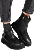 GHETE NEGRE PIELE NATURALA TS772603
