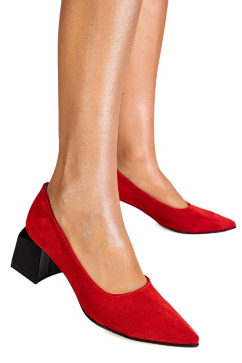 Pantofi rosii piele naturala intoarsa 5s77462