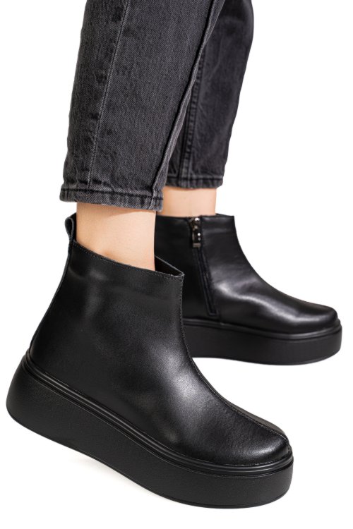 Ghete negre piele naturala ts777027