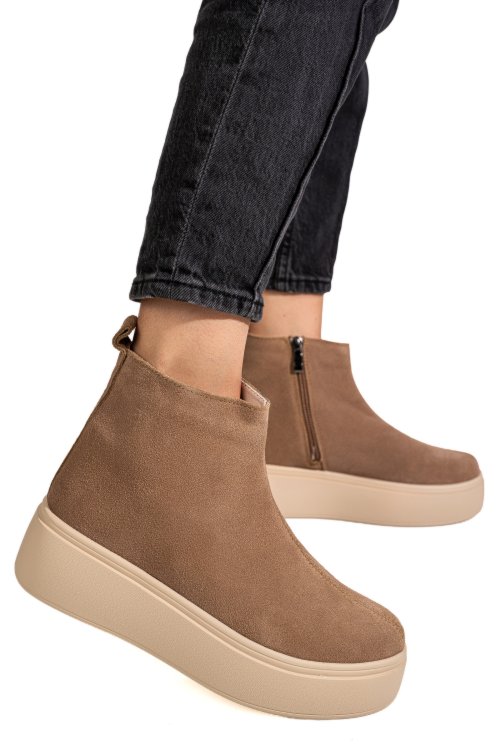Ghete khaki piele naturala intoarsa ts777027