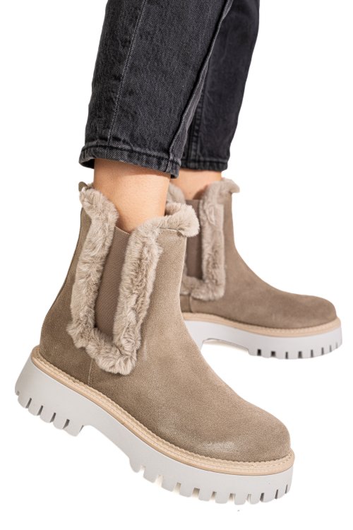 Ghete bej piele naturala wh401h50