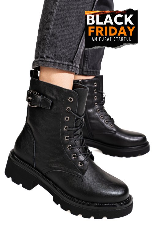 Ghete negre piele naturala cs77a005