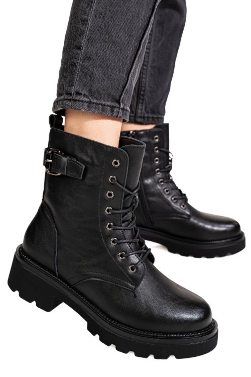 Ghete negre piele naturala cs77a005