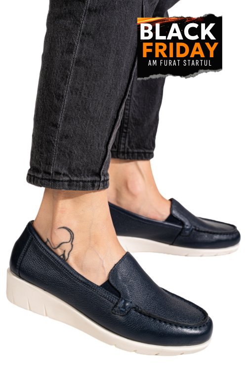 Mocasini albastri piele naturala ws77a00bx
