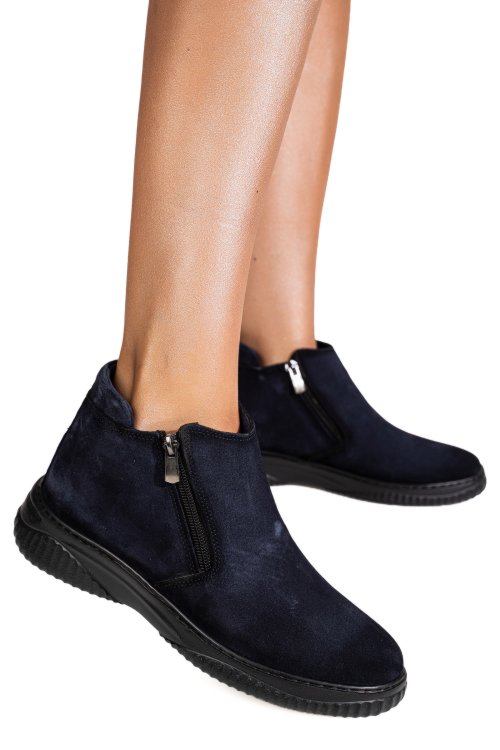 Ghete bleumarin piele naturala intoarsa 3pc119