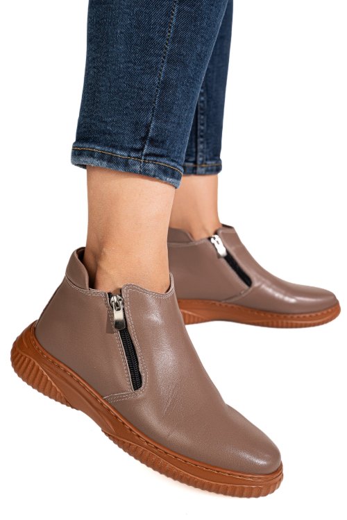Ghete taupe piele naturala 3pc119