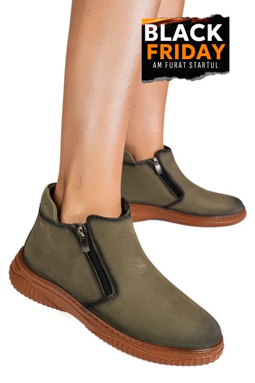 Ghete verzi piele naturala nabuk 3pc119