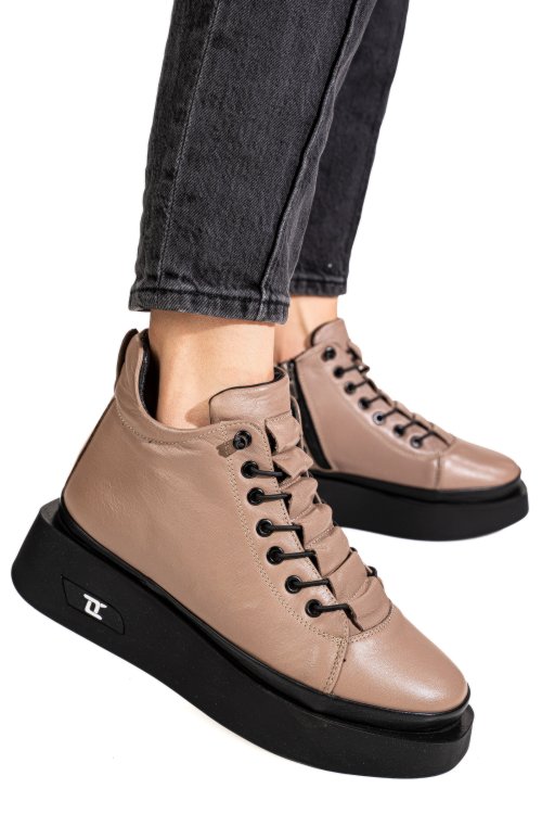 Ghete taupe piele naturala 3pc113