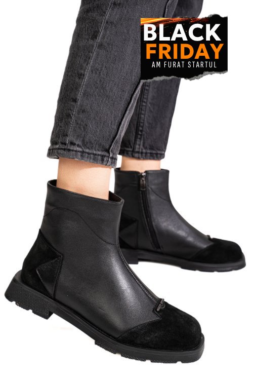 Ghete negre piele naturala intoarsa 2s77533
