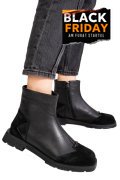 GHETE NEGRE PIELE NATURALA INTOARSA 2S77533