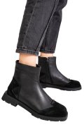 GHETE NEGRE PIELE NATURALA INTOARSA 2S77533