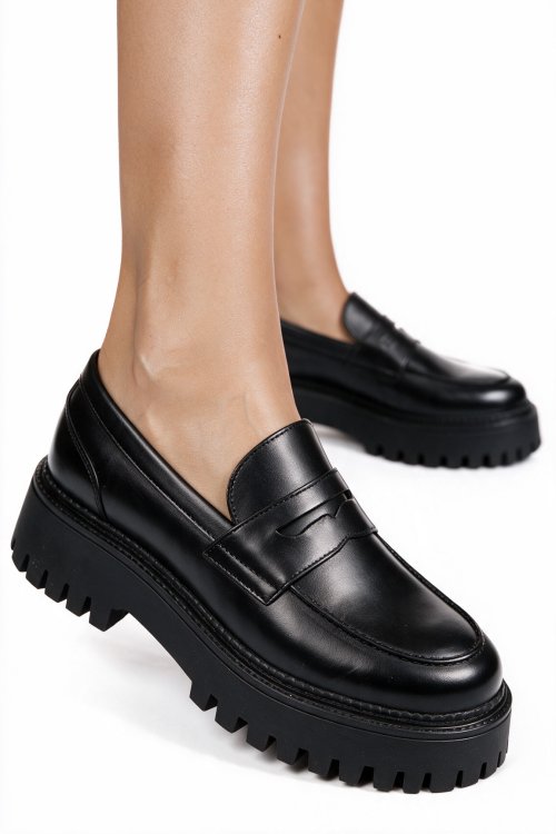 Mocasini negri piele naturala ws401r19