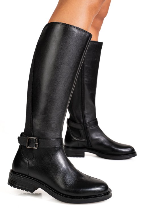 Cizme negre piele naturala wb66h17