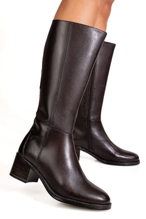 Cizme maro inchis piele naturala bb26-6205