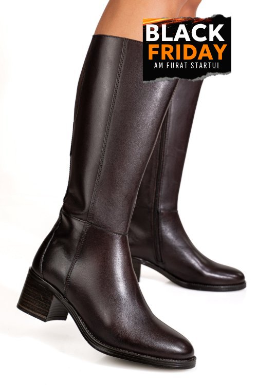 Cizme maro inchis piele naturala bb26-6205