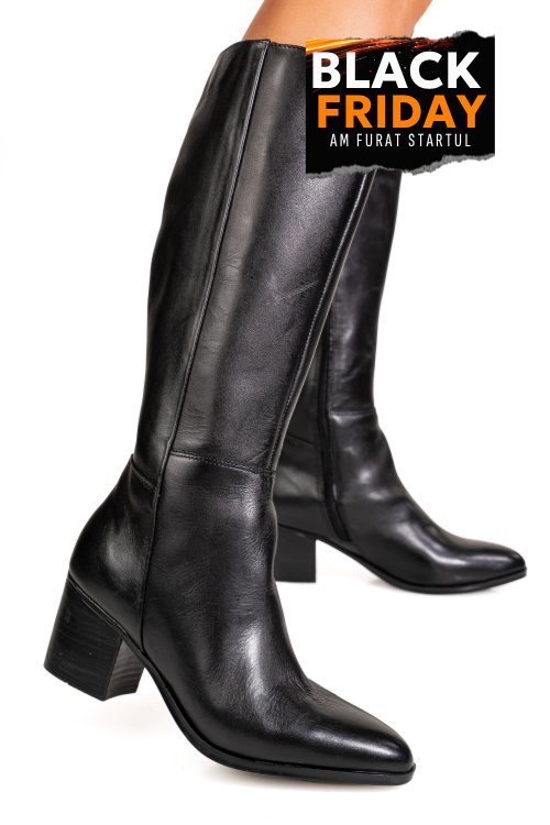 Cizme negre piele naturala bb46-6205