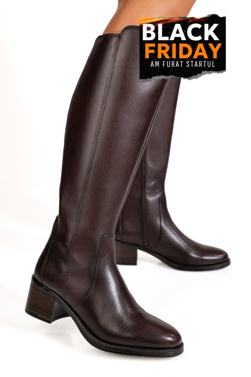 Cizme maro inchis piele naturala bb26-5204