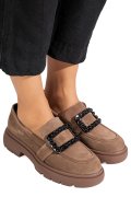 MOCASINI TAUPE PIELE NATURALA INTOARSA IS77441